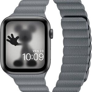 INI Compatible with Apple Watch Band w/ Adjustable Leather Strap